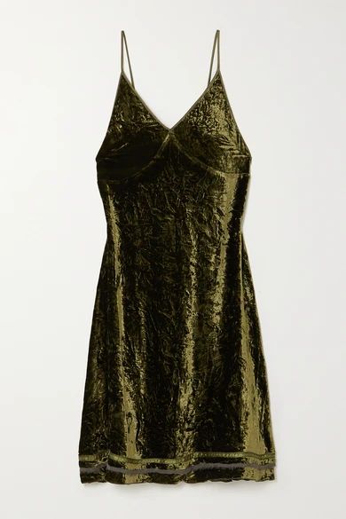 R13 - Tie-detailed Silk-trimmed Velvet Dress - Green | NET-A-PORTER (US)