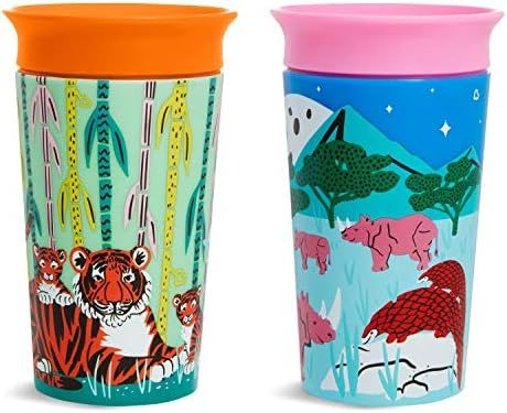 Munchkin Miracle 360 Wildlove Sippy Cup, 9 Oz, 2 Pack, Tiger/Rhino | Amazon (US)