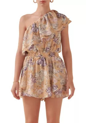 Free The Roses Women's Floral One Shoulder Romper | Belk