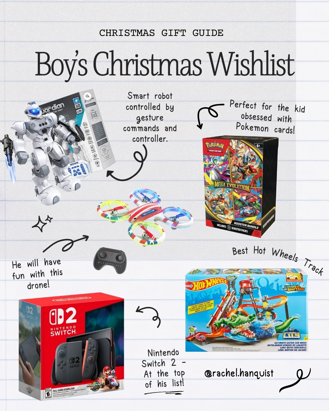 Christmas Guide: Boy’s Wishlist 🎄✨
If you’re shopping for boys around age 10, this is the list! My son hand-picked every single gift—from the brand-new Nintendo Switch 2 to the toy robot, Hot Wheels race track, Pokémon box set, and even a beginner-friendly drone. 🚀
I also linked extra favorites he loves: Switch games, Jurassic Park + Star Wars LEGO sets, and the ultimate laser tag pack! 
Shop the full gift guide + beat the holiday rush! 🎁✨


#LTKKids #LTKGiftGuide #LTKCyberWeek