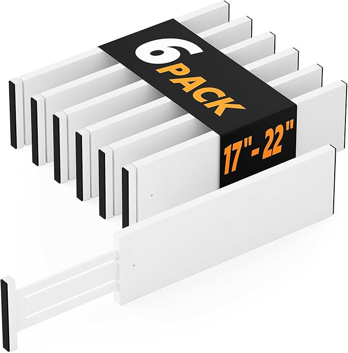 SpaceAid Bamboo Dresser Drawer Dividers 6 Pack, 4.65“ High Adjustable 17“-22” Drawer Organi... | Amazon (US)