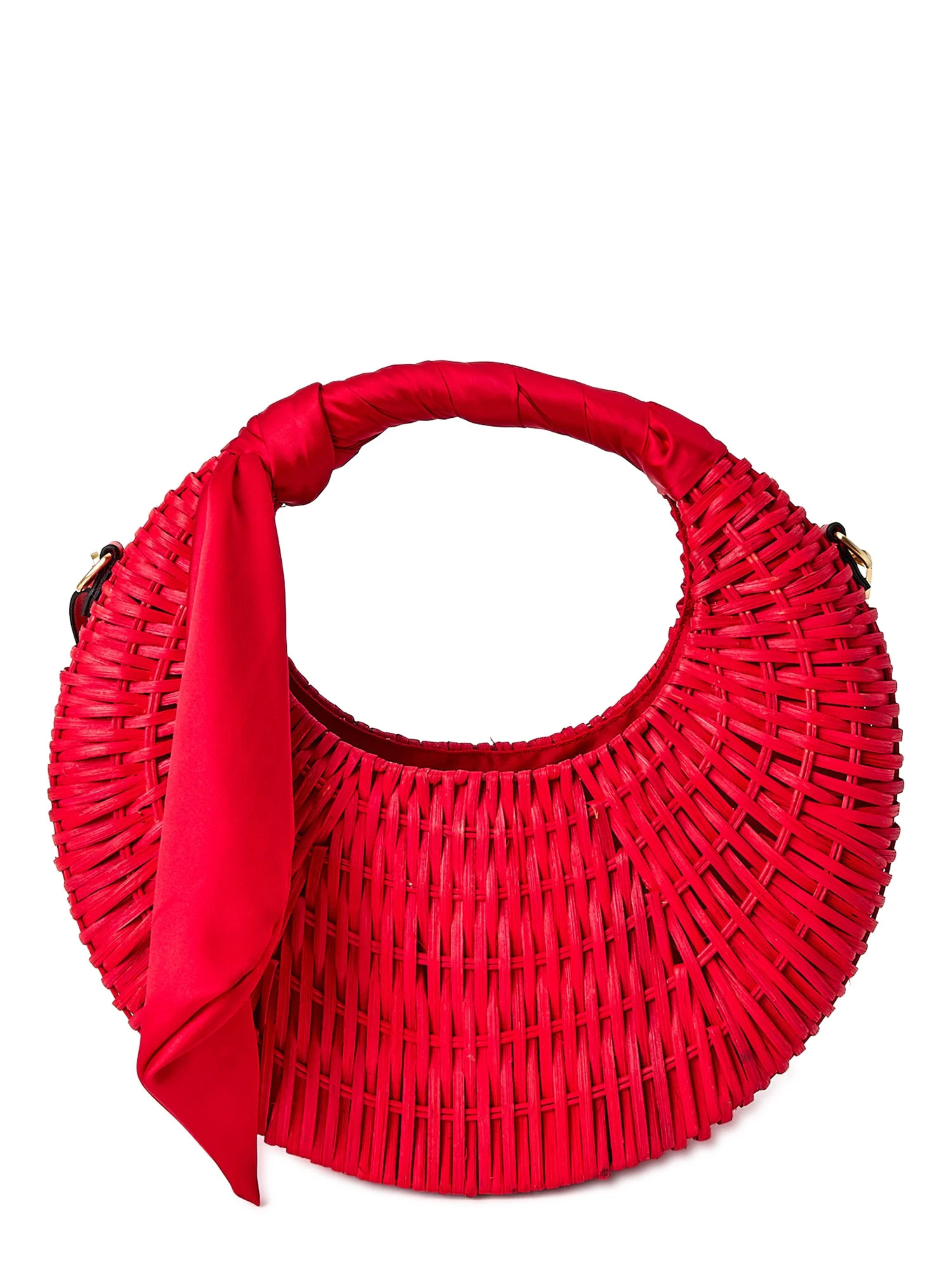 Scoop Women's Large Straw Crescent Crossbody Bag - Walmart.com | Walmart (US)