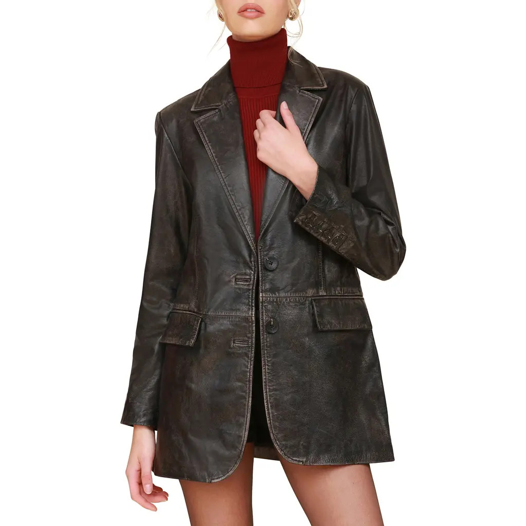 Avec Les Filles Oversize Leather Blazer in Washed Black at Nordstrom Rack, Size Xx-Small | Nordstrom Rack