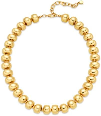 Chunky Gold Silver Beaded Necklace for Women Statement Necklaces | Amazon (US)