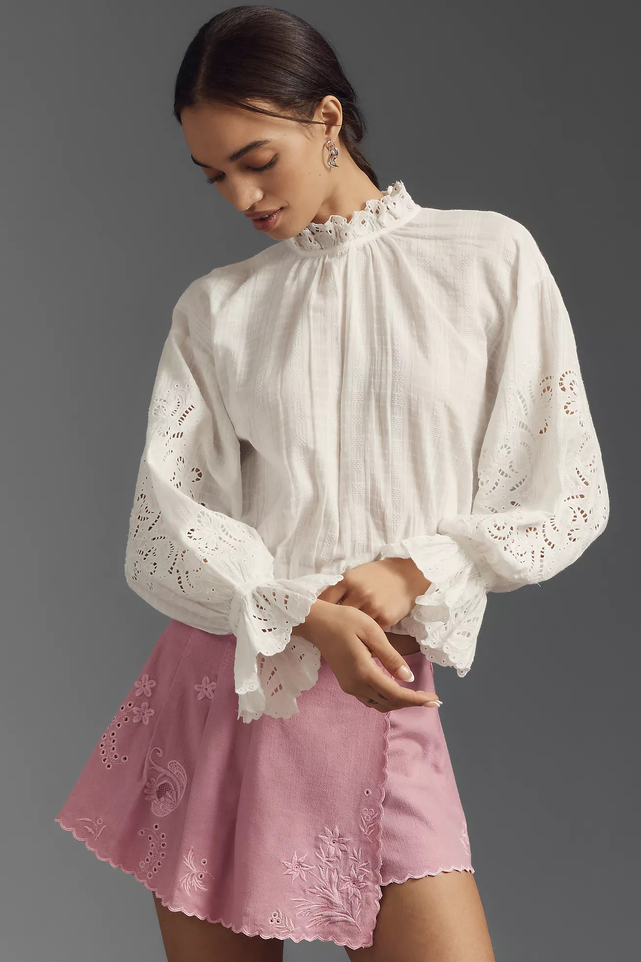 Pilcro Long-Sleeve Ruffled Bubble Blouse | Anthropologie (US)