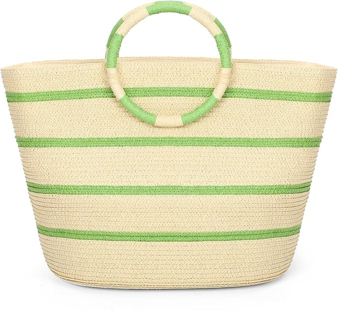 Beach Bags for Women Straw Tote Bag Summer Beach Bag Large Woven Straw Bag for Beach Vacation Hol... | Amazon (US)