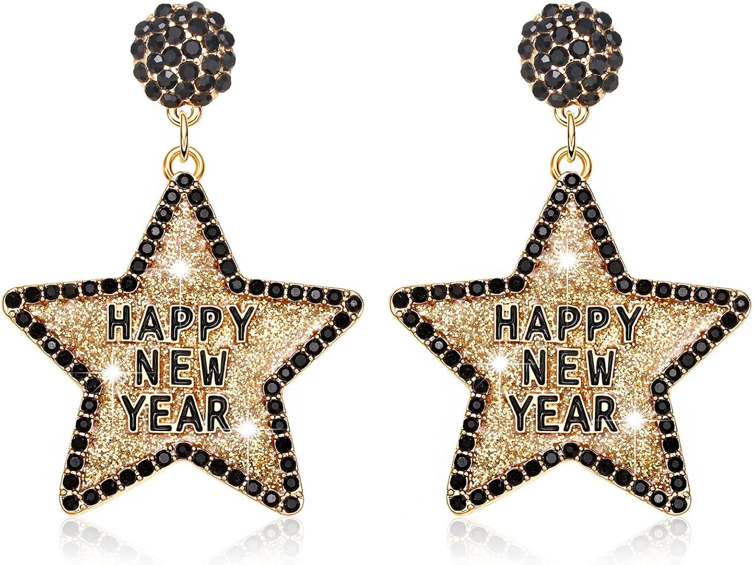 Happy New Year Earring for Women Glitter Rhinestone Star Dangle Earrings Holiday New Year’s Eve... | Amazon (US)