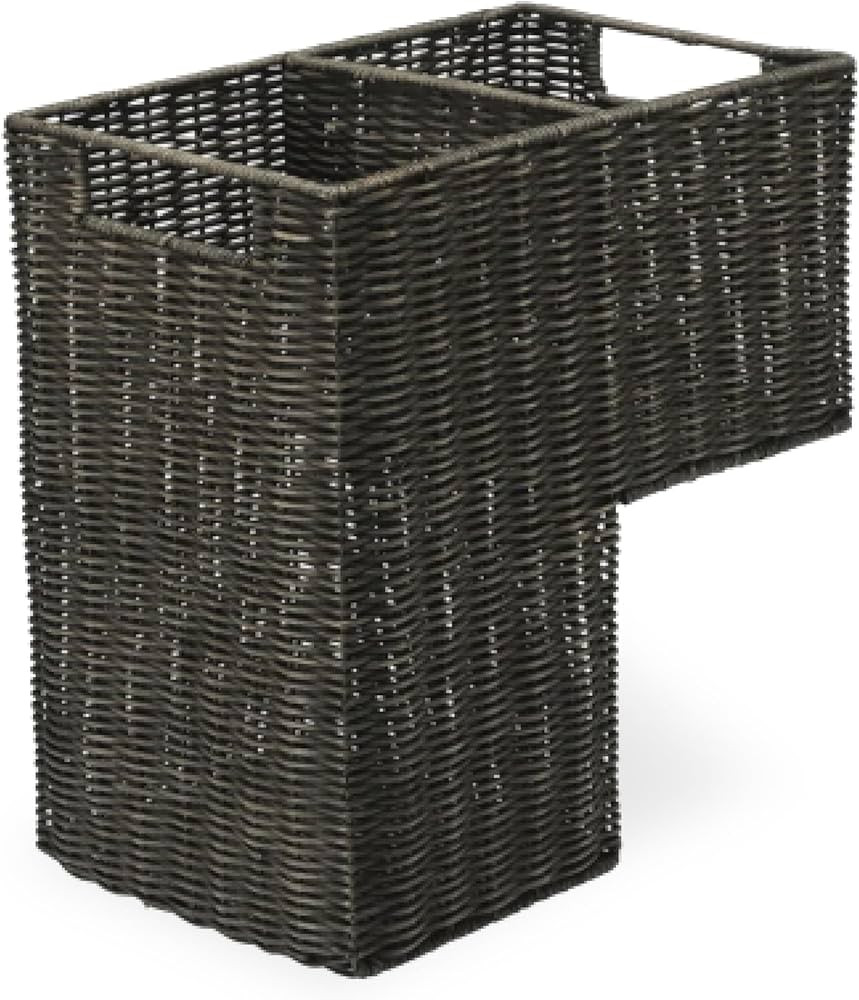 KOUBOO Wicker Step Basket, Dark Brown, Rectangular, 15 in L x 9.5 in W x 15.75 in H, Dual Compart... | Amazon (US)