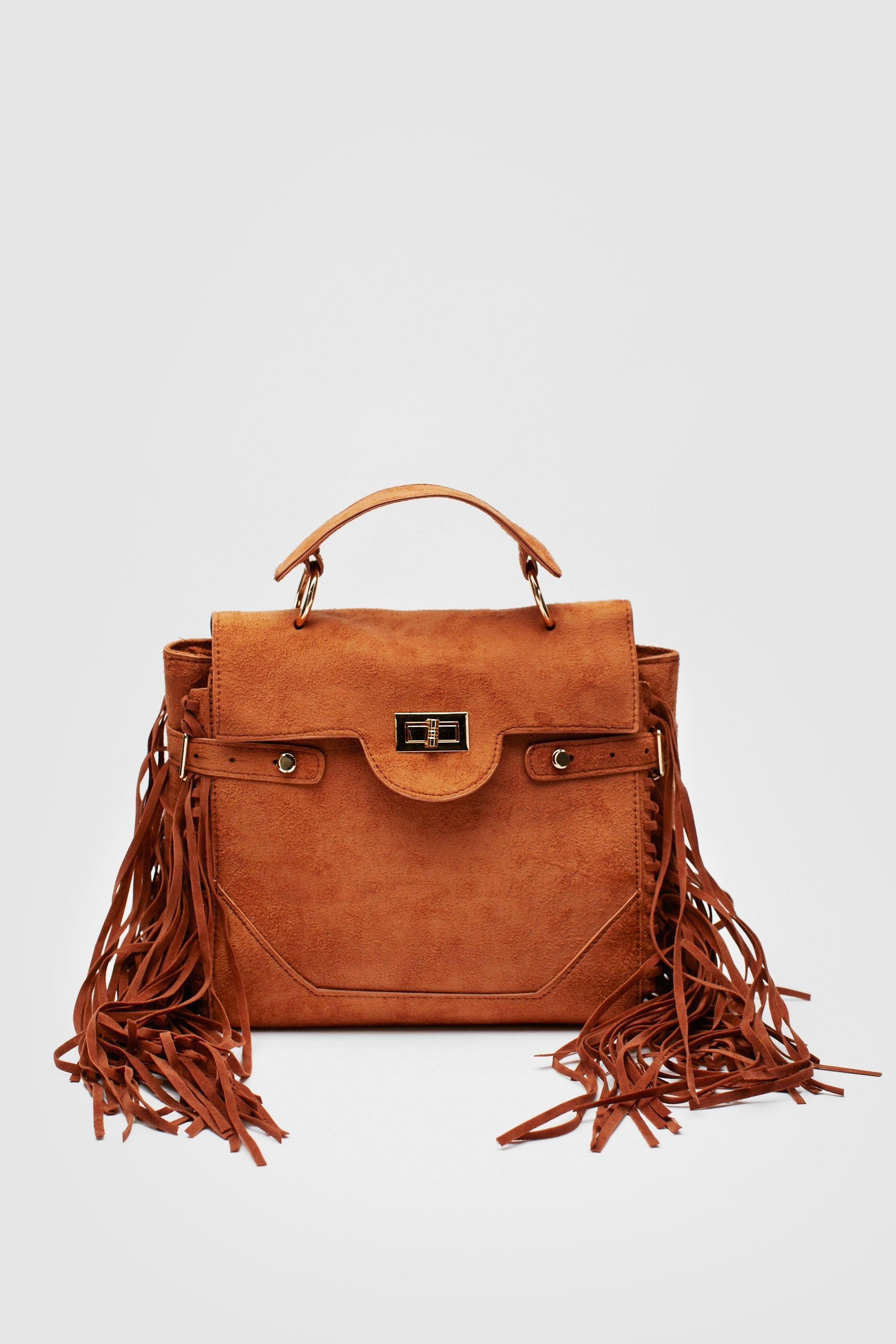 Fringe Faux Suede Crossbody Bag | Nasty Gal (US)