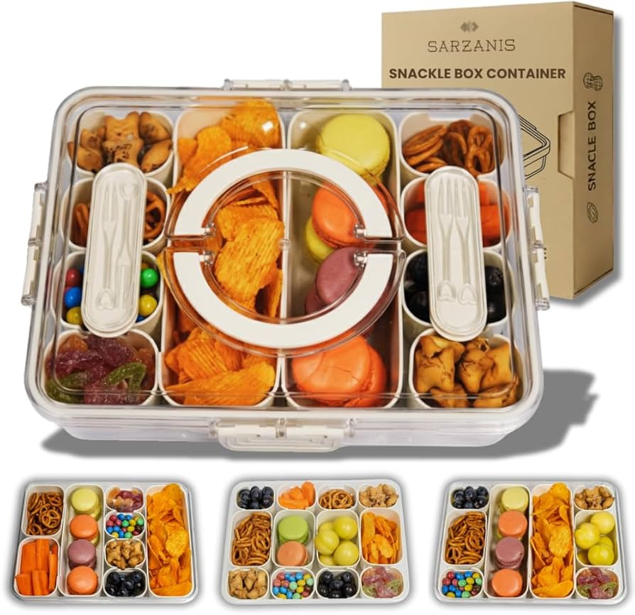 Adjustable Snackle Box Container (6\u201312 Compartments) \u2013 Customizable Food Organizer with... | Amazon (US)