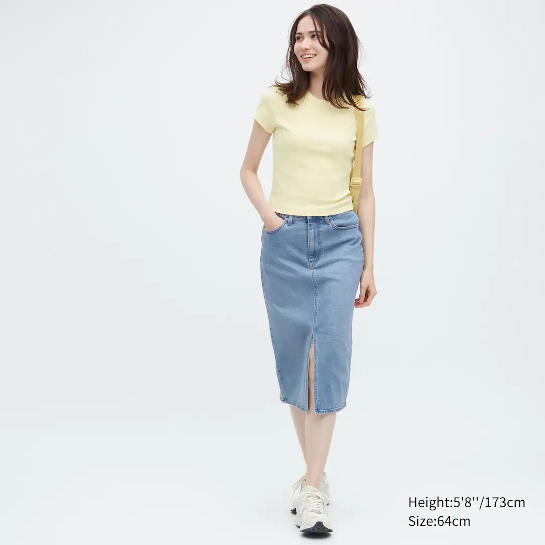 Denim Narrow Midi Skirt | UNIQLO (UK)