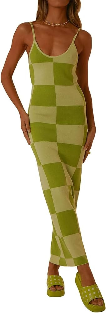 Melliflo Womens Sleeveless Maxi Tank Dress Spaghetti Strap Pattern Print Long Bodycon Dress Sexy ... | Amazon (US)