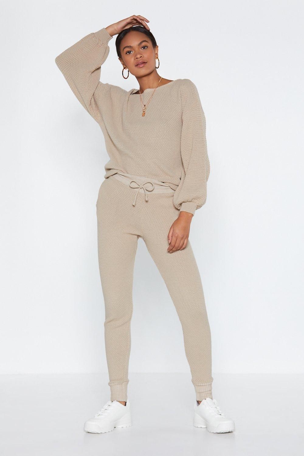 Puff Sleeve Knit Sweater And Matching Joggers Set | NastyGal (US & CA)