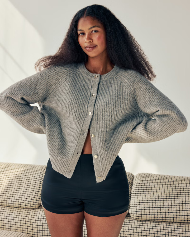 Women's Cable-Knit Crew Cardigan | Women's New Arrivals | Abercrombie.com | Abercrombie & Fitch (UK)