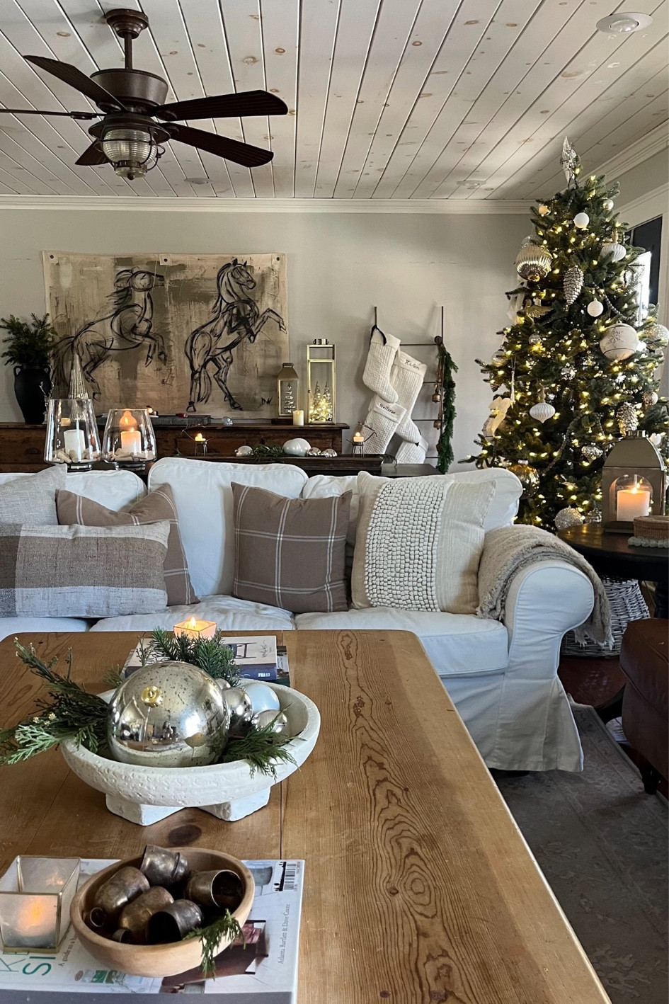 Holiday home decor! 
Neutral throw pillows, coffee table holiday styling 

#LTKHoliday #LTKfindsunder100 #LTKhome