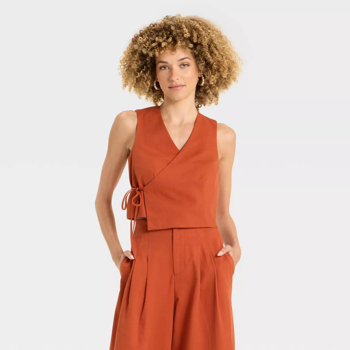 Women's Linen Wrap Vest - Future Collective | Target