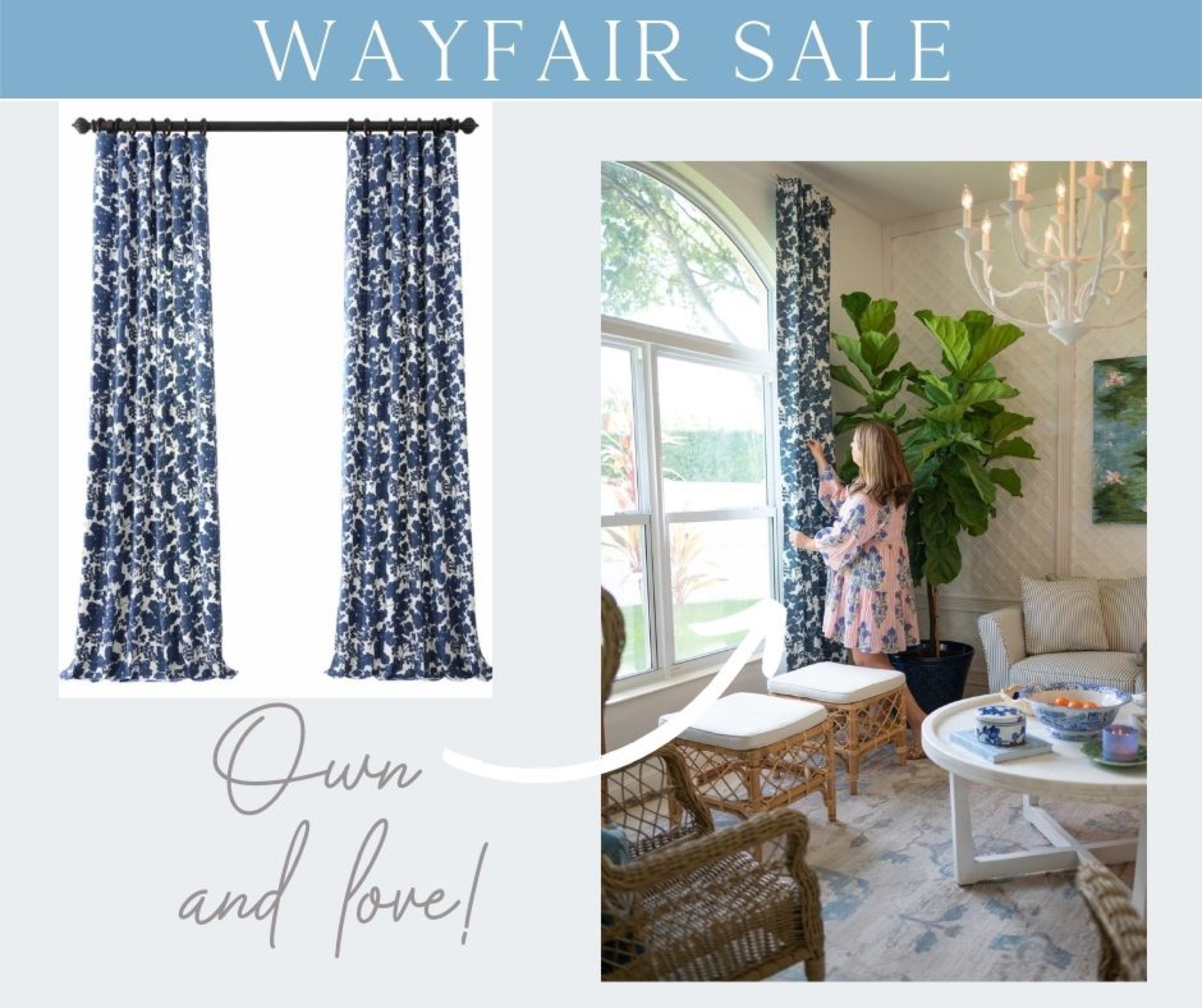 Wayfair sale curtains blue and white traditional long curtains living room 

#LTKhome