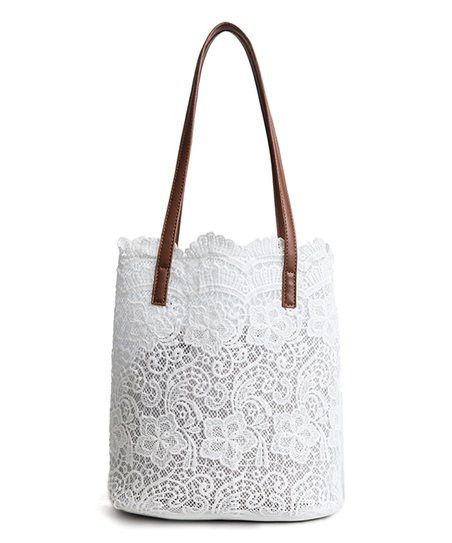 White & Goldtone Lace Bag | Zulily