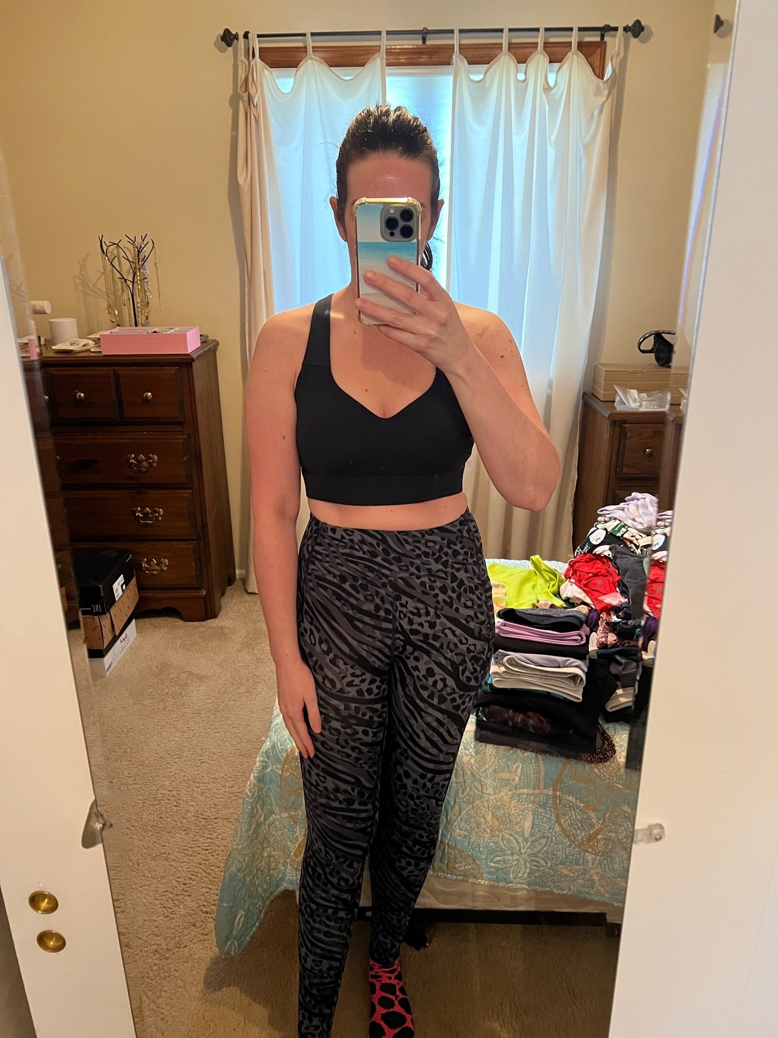 Black sports bra (m). Black and gray leopard print workout leggings (s). #blacksportsbra #sportsbra #leggings #workoutleggings #leopardleggings #blackleggings

#LTKootd #LTKfitnessgoals #LTKActive