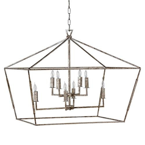 Open Box Gabby Amelia Antique Silver Lantern Style Chandelier - Large | Kathy Kuo Home