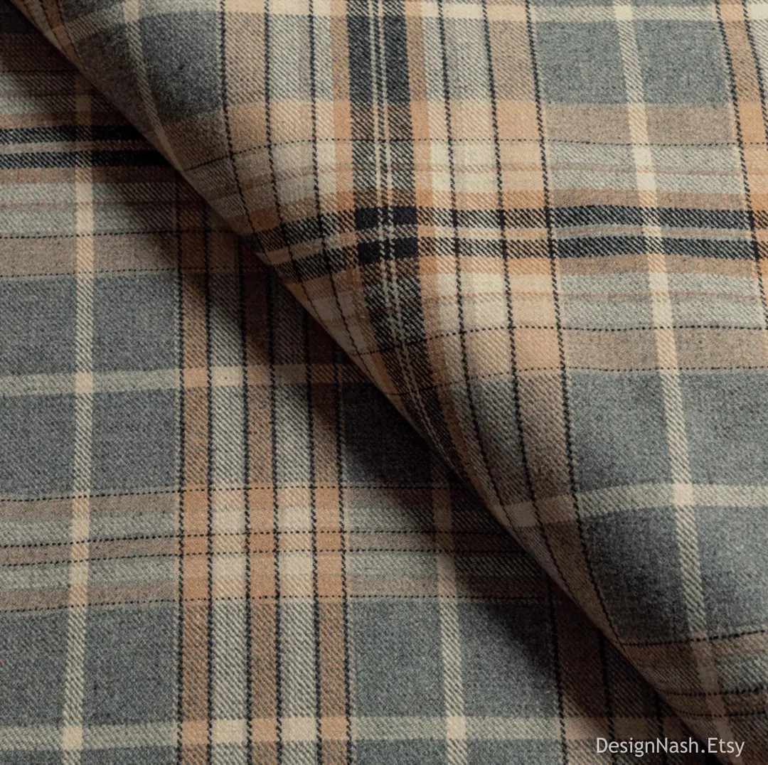 Fireside Tartan Wool Blend Grey Wool Blend Fabric for Home Decorating and Upholstery - Etsy | Etsy (US)