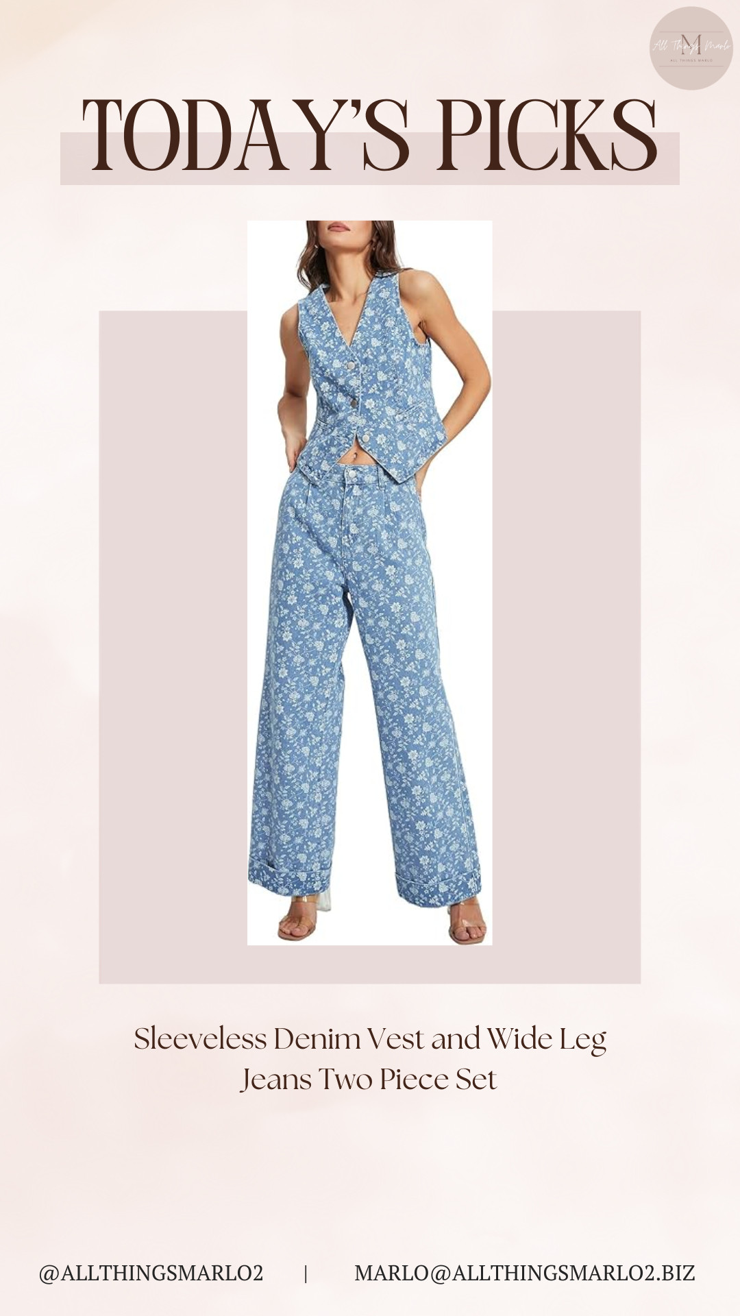 Sleeveless Denim Vest and Wide Leg Jeans Two Piece Set 

 #LTKSeasonal #LTKWorkwear #LTKTravel