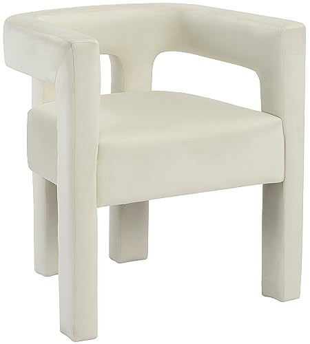 Meridian Furniture 889Cream-C Athena Collection Modern | Contemporary Velvet Upholstered Dining Chair with Soft Cream Velvet, 25" W x 21" D x 27" H, Cream | Amazon (US)