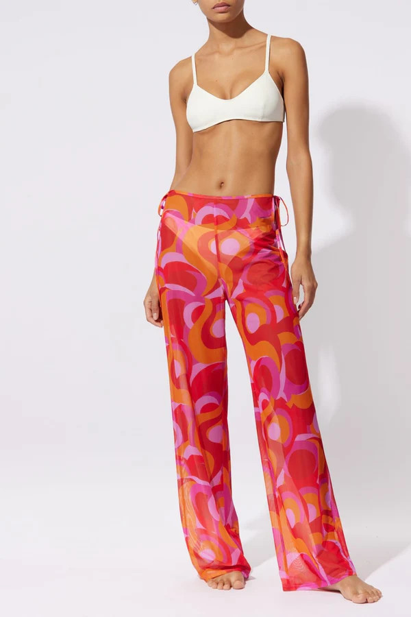 The Odette Pant Cherry Multi Optic Swirl | Solid & Striped