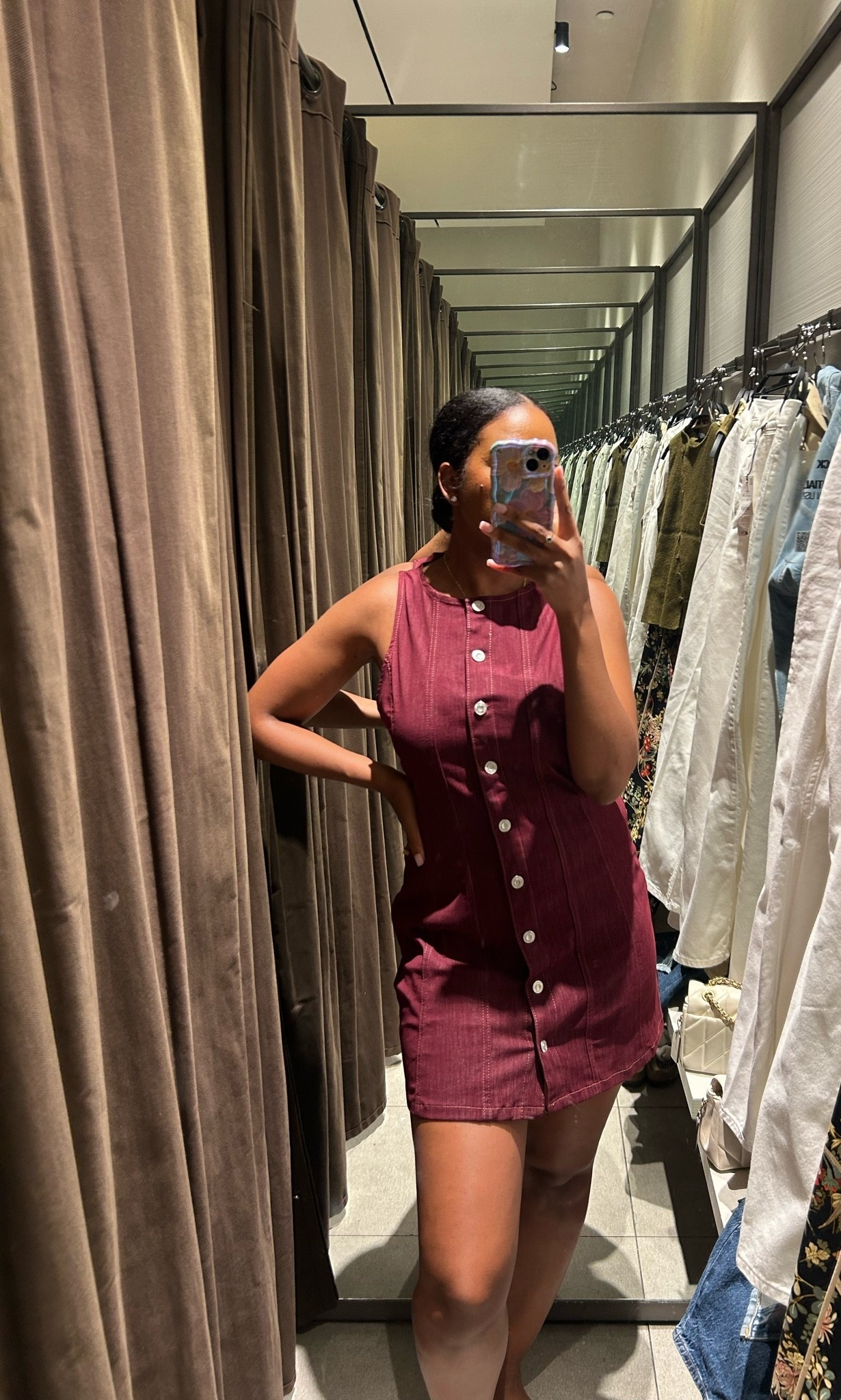 New arrivals - burgundy denim mini dress. Super stretchy. I am wearing a size M #minidress #denim

#LTKootd #LTKgrwm