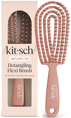 Kitsch Hair Brush Detangler – Flexi Flow Hair Brush for Women, Men & Kids | Detangling Brushes for Curly Hair with Bendable Frame, Bounce Curl Defining Brush for Wet or Dry Strands - Terracotta | Amazon (US)