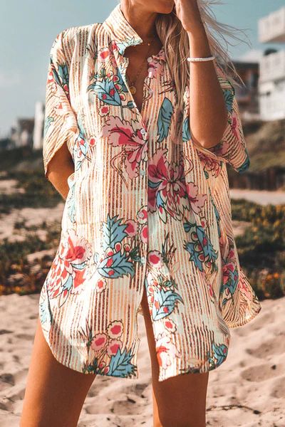 Floral Print Buttoned Cover Up | Cupshe