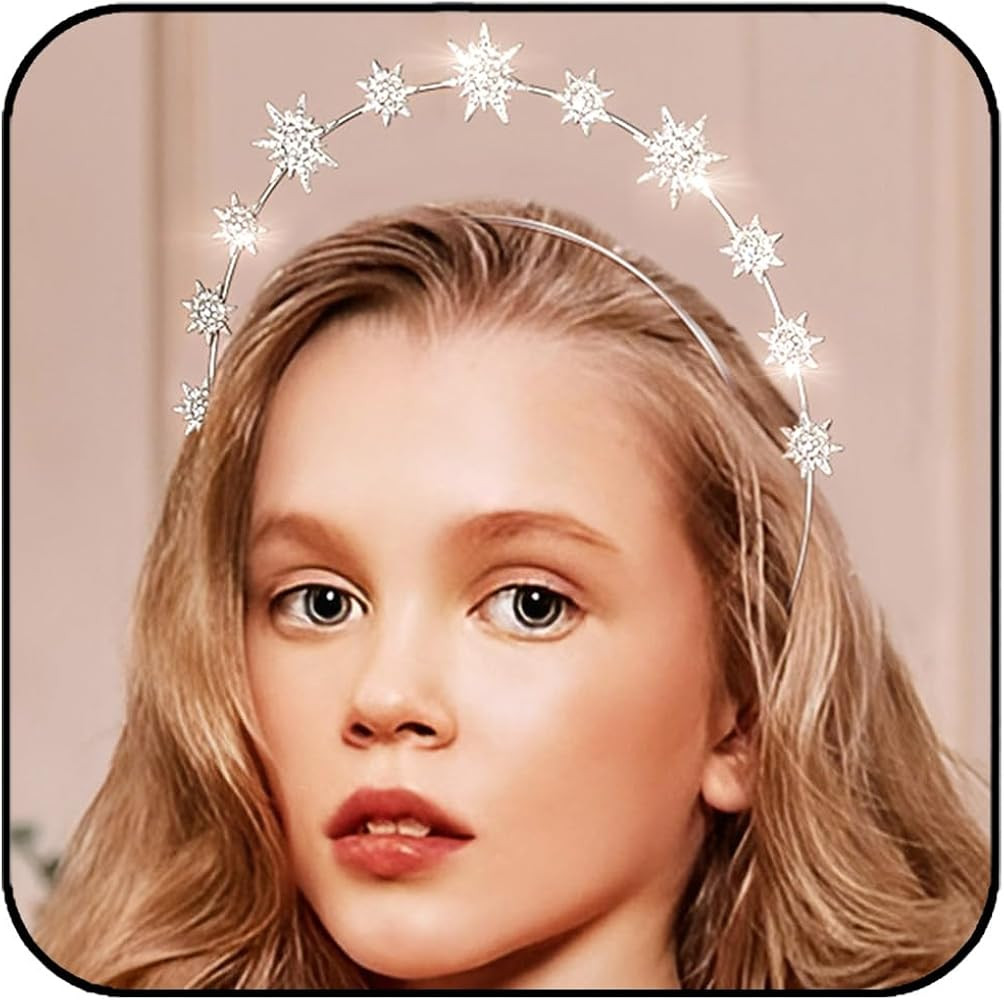 Formery Star Goddess Halo Crown Rhinestone Mary Halo Crown Headbands Stars Headpiece Hair Accesso... | Amazon (US)