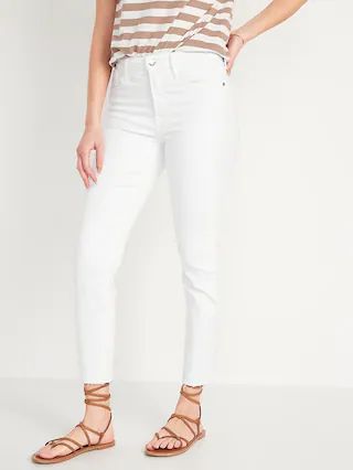 High-Waisted Rockstar Super Skinny White Cut-Off Jeans for Women | Old Navy (US)