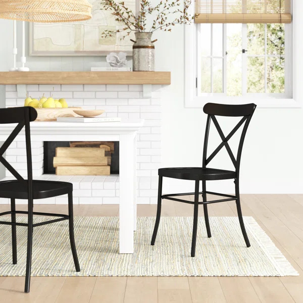 Amelia Cross Back Side Chair in Matte Black (Set of 2) | Wayfair North America