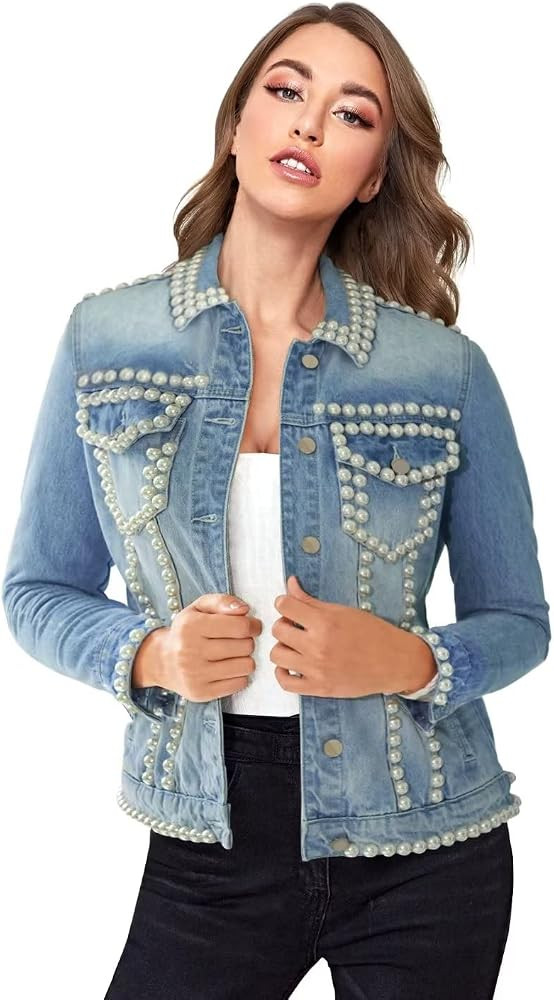 Hybrid & Company Women's Long Sleeve Denim Jackets Basic Button Down Jean Jacket with Pockets | Amazon (US)