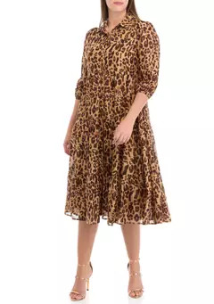 Crown & Ivy™ Women's 3/4 Sleeve Lurex Shine Shirtdress | Belk