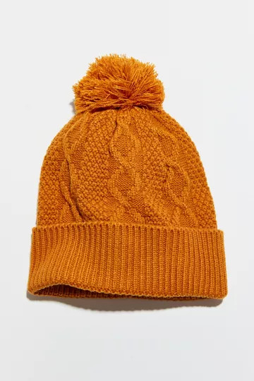 Demi Cable Knit Pom Beanie | Urban Outfitters (US and RoW)