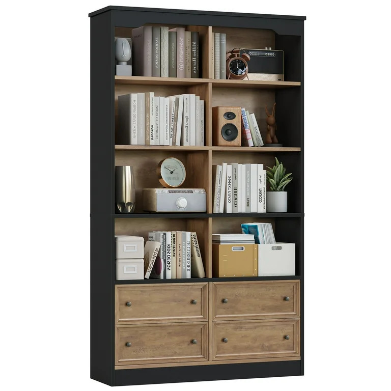Homfa Double Row 6 Tier Bookcases, 71 in Tall Bookcase Bookshelf with 4 Drawers and 8 Display Cub... | Walmart (US)