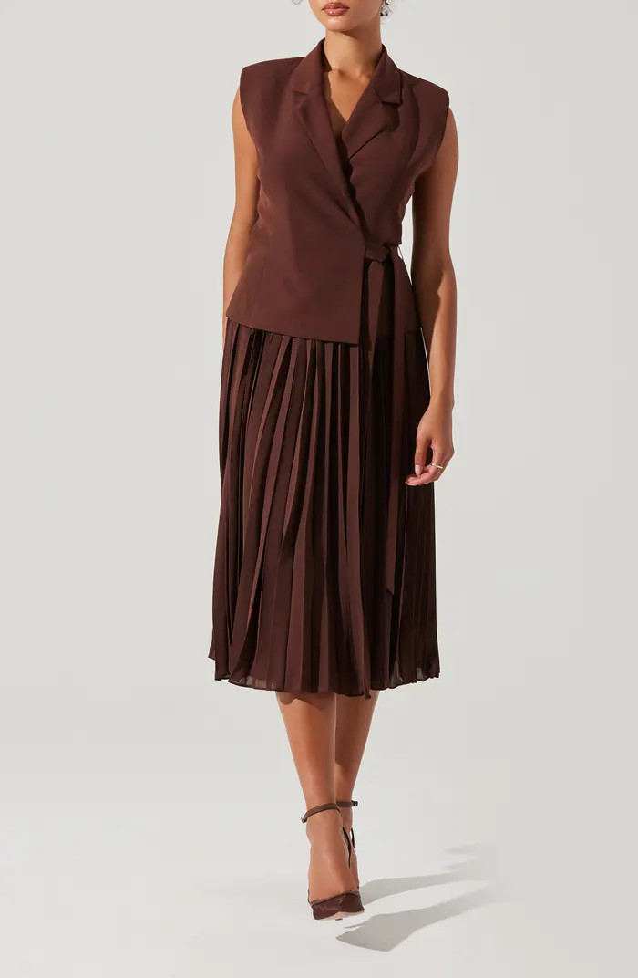 Sleeveless Accordion Pleat Midi Dress | Nordstrom Rack