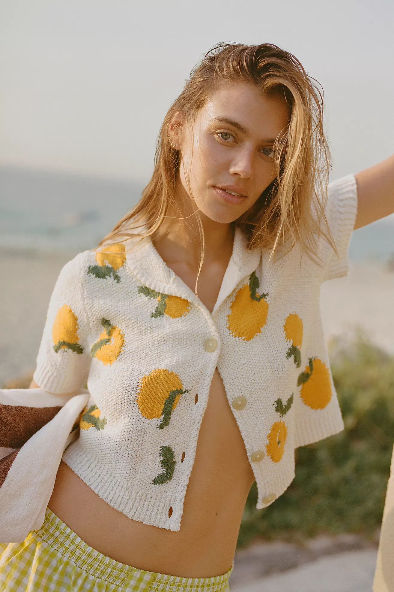 Dylan Mierzwinski Short-Sleeve Collared Cardigan Sweater | Anthropologie (US)