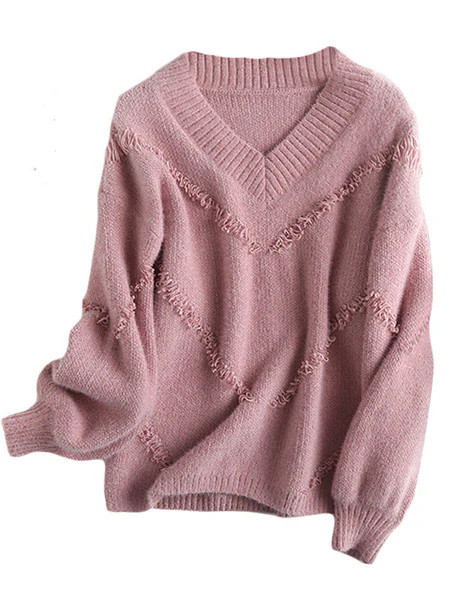 'Dana' V-neck Fringe Sweater (4 Colors) | Goodnight Macaroon