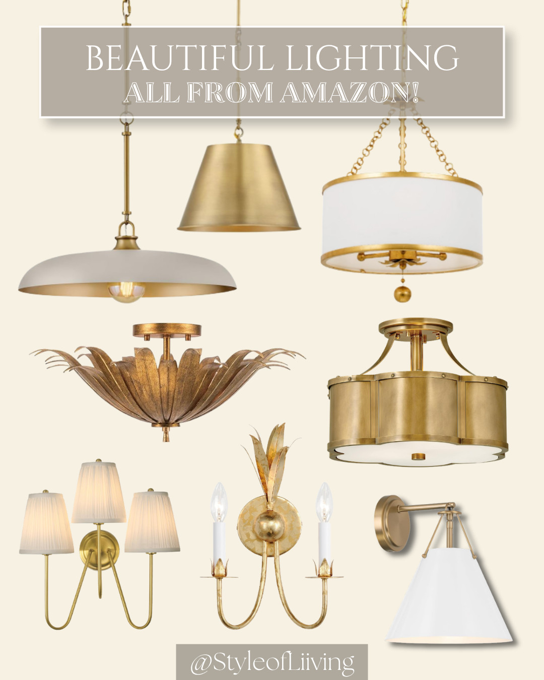 Beautiful lighting finds! All from Amazon. Light sconces, pendants, chandeliers, and more. Gold and brass light fixtures. #amazonhome #amazonfinds #founditonamazon #lighting #lightfixtures  

 #LTKHome