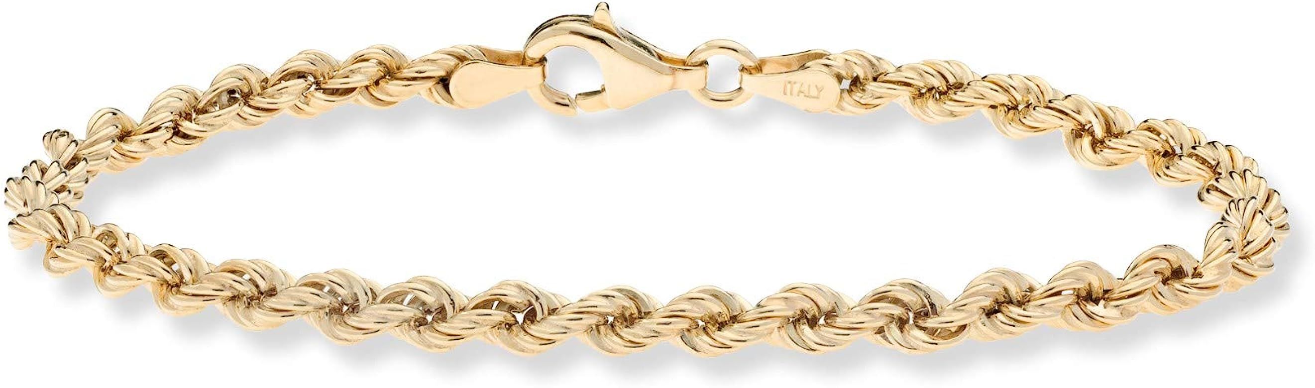 Miabella 18K Gold Over 925 Sterling Silver 4mm Classic Rope Chain Link Bracelet for Women Men Mad... | Amazon (US)
