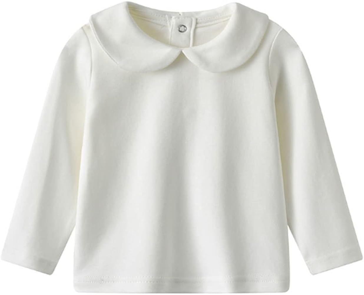 Vivobiniya Kid Girl Long Sleeve Dress Shirt Baby Girls Peter Pan Collar Shirt Tops Tees 1-4Y | Amazon (US)