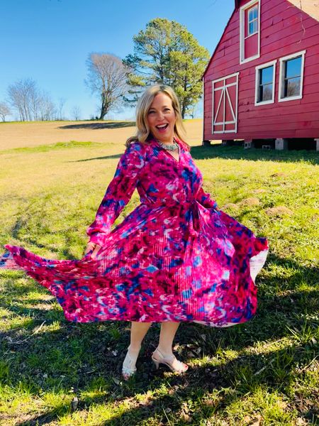 This flowy dress is the perfect wedding guest outfit, travel outfit, cruise outfit or Easter outfit! Runs big!

#LTKover40 #LTKSeasonal #LTKfindsunder50