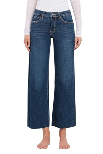 Lovervet by VERVET Women's Tummy Control Mid-Rise Wide Leg Jeans in Finders Keepers (26,Finders Keepers) | Amazon (US)