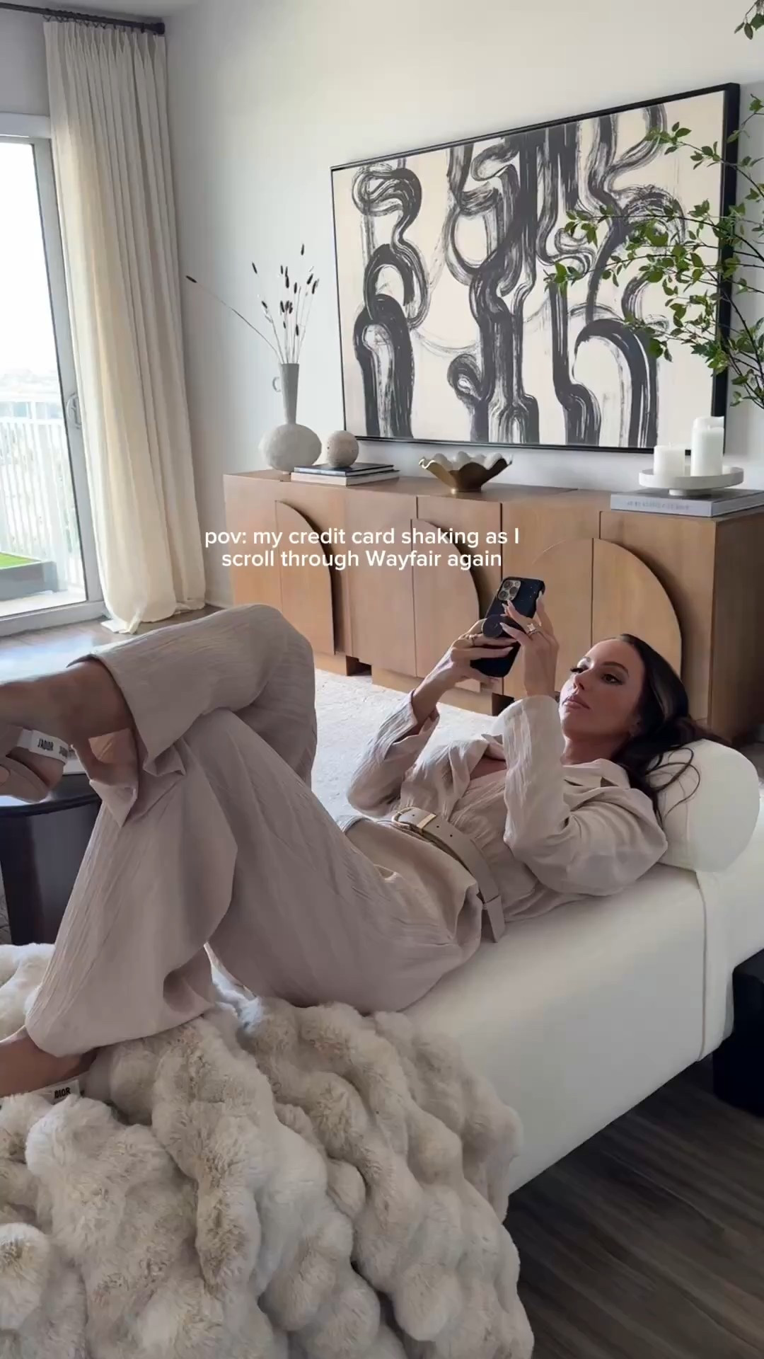 The @wayfair app loves to see me coming 🤣  

organic modern apartment, apartment decor, small space ideas, apartment ideas, media console, oversized mirror, large rug

#wayfair #wayfairpartner  

#LTKHome #LTKStyleTip