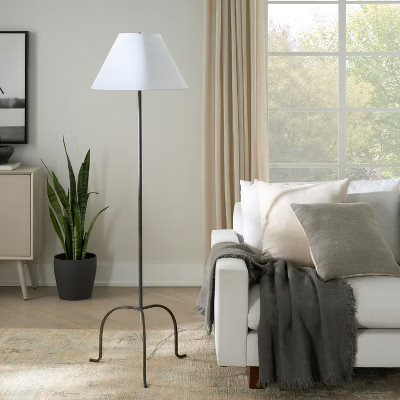 Nourison 66" Black Wrought Iron Heritage Metal Slim Tripod Standing Floor Lamp | Target