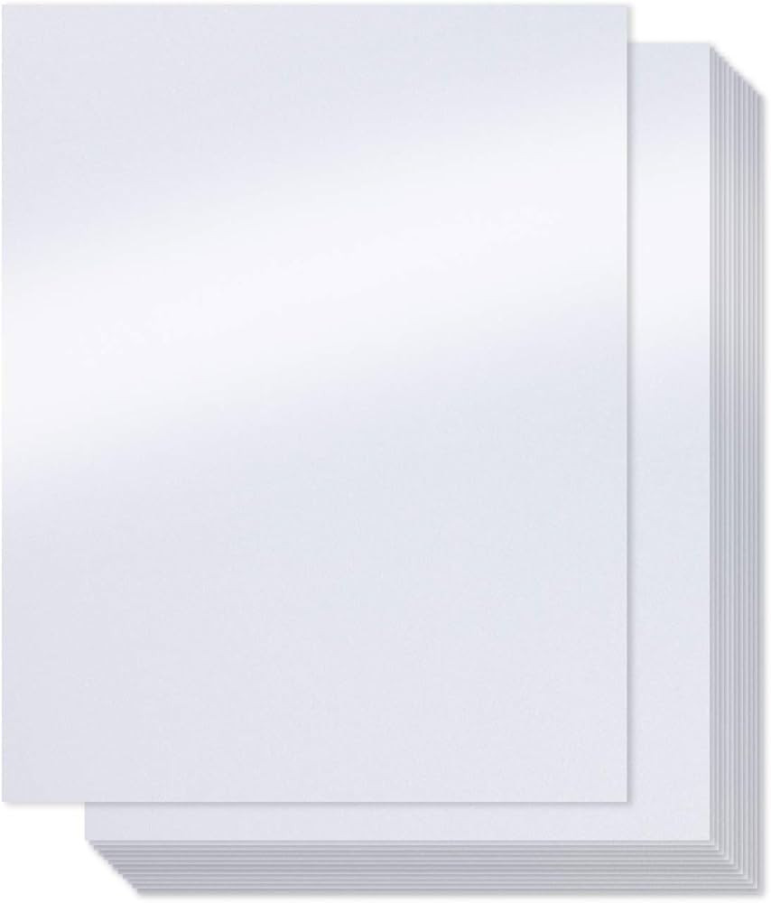 Bubbley White Shimmer Paper - 100-Pack Metallic Cardstock Paper, 92 lb Cover, Double Sided, Print... | Amazon (US)