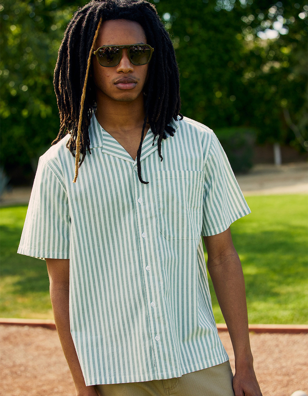 RSQ Mens Stripe Oxford Camp Shirt | Tillys